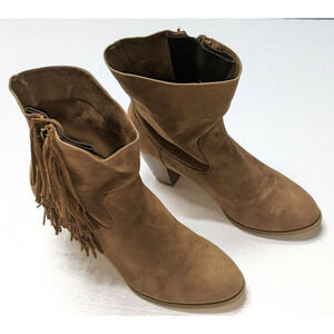 Rampage Women's Ankle Boots Brown Frankey Suede Leather Booties 3 in Heel Sz 8.5